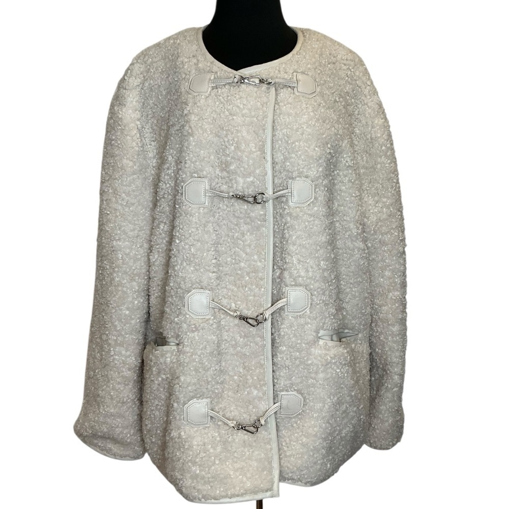 Avec Les Filles Toggle Front Sherpa Jacket in Cream Size XXL/XXXL